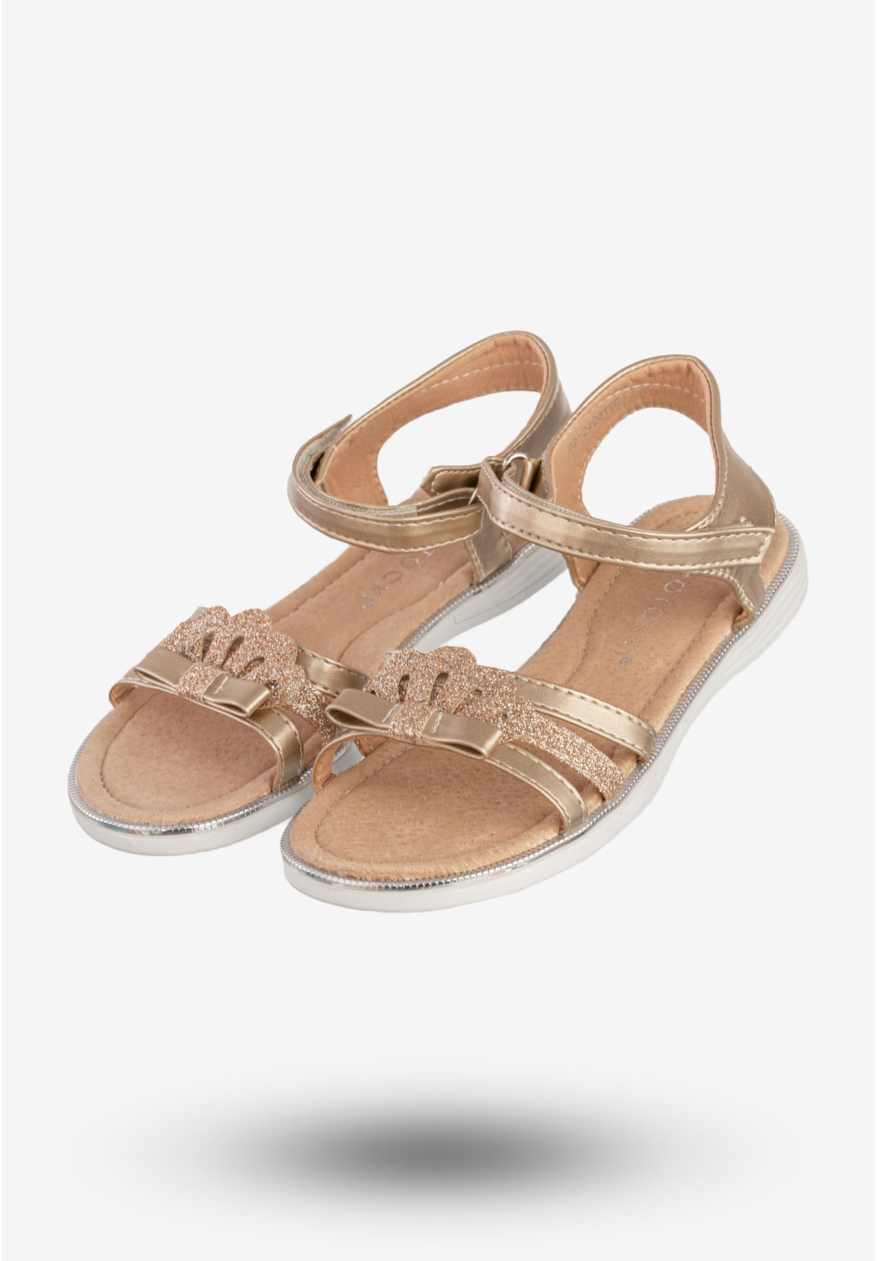 Sandały Dziecięce Ekoskóra Buty Eleganckie Na Rzepy Złote Potocki 22-24001GD3