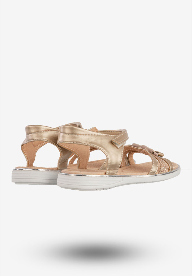 Sandały Dziecięce Ekoskóra Buty Eleganckie Na Rzepy Złote Potocki 22-24001GD3