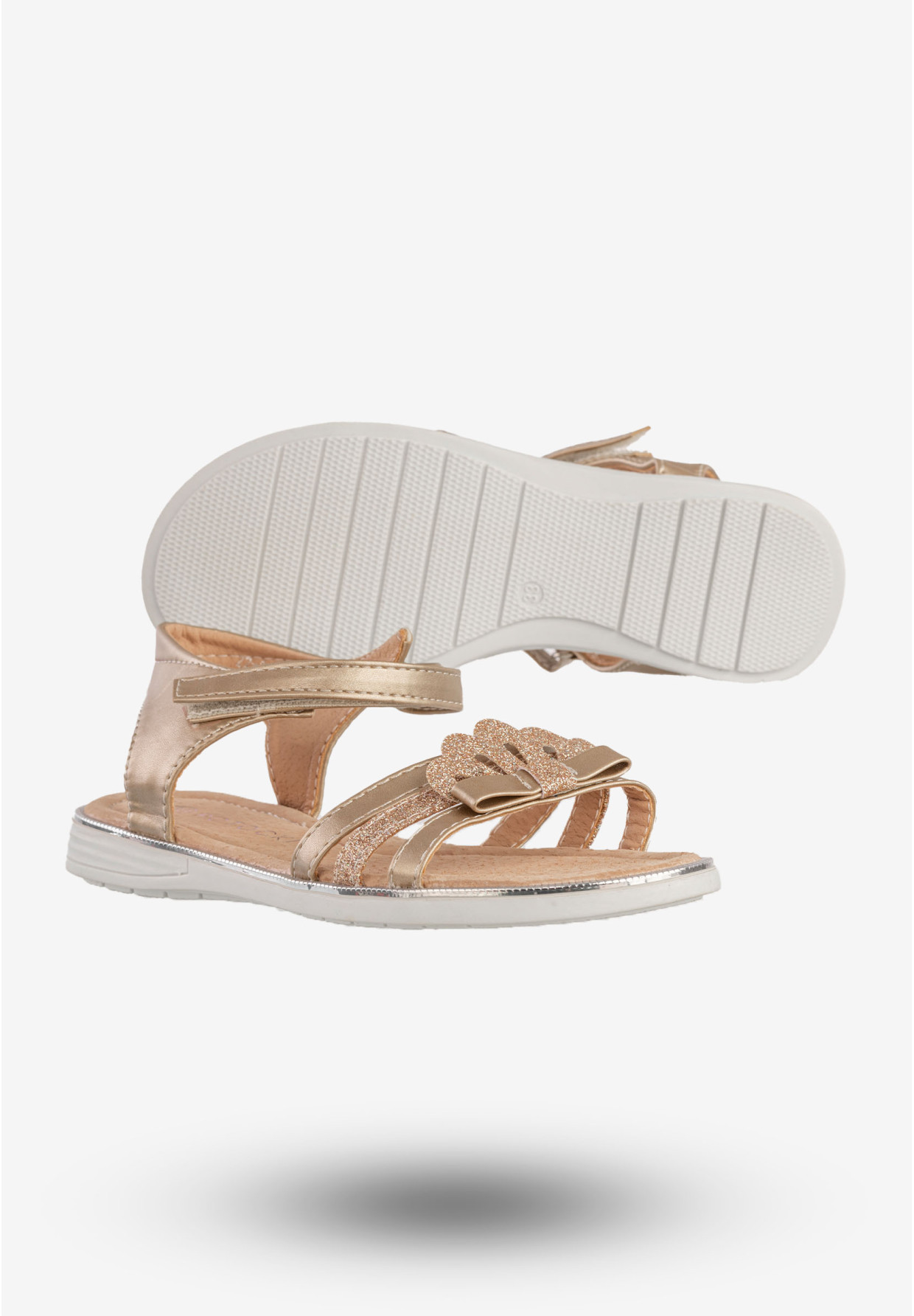 Sandały Dziecięce Ekoskóra Buty Eleganckie Na Rzepy Złote Potocki 22-24001GD3