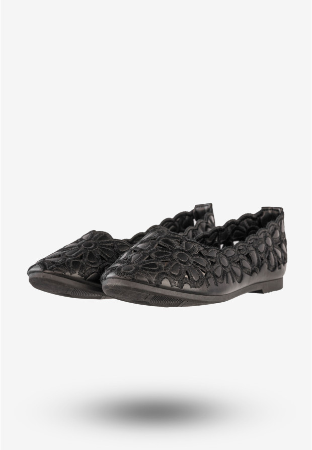 Baleriny Dziecięce Ekoskóra Buty Eleganckie Półbuty Czarne Potocki 23-23012BK3