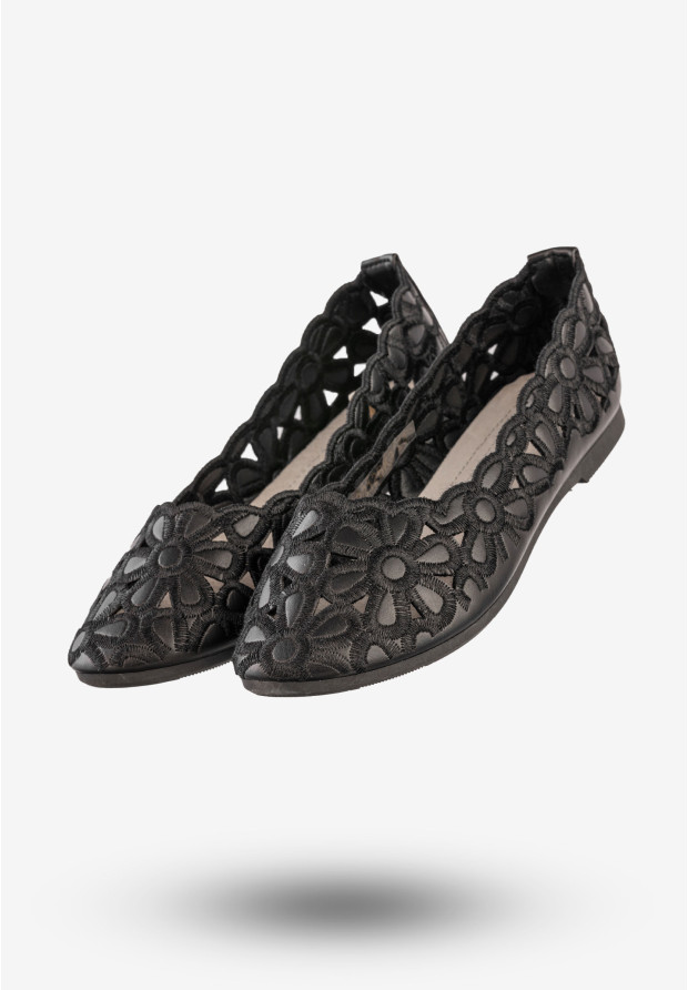 Baleriny Dziecięce Ekoskóra Buty Eleganckie Półbuty Czarne Potocki 23-23012BK3