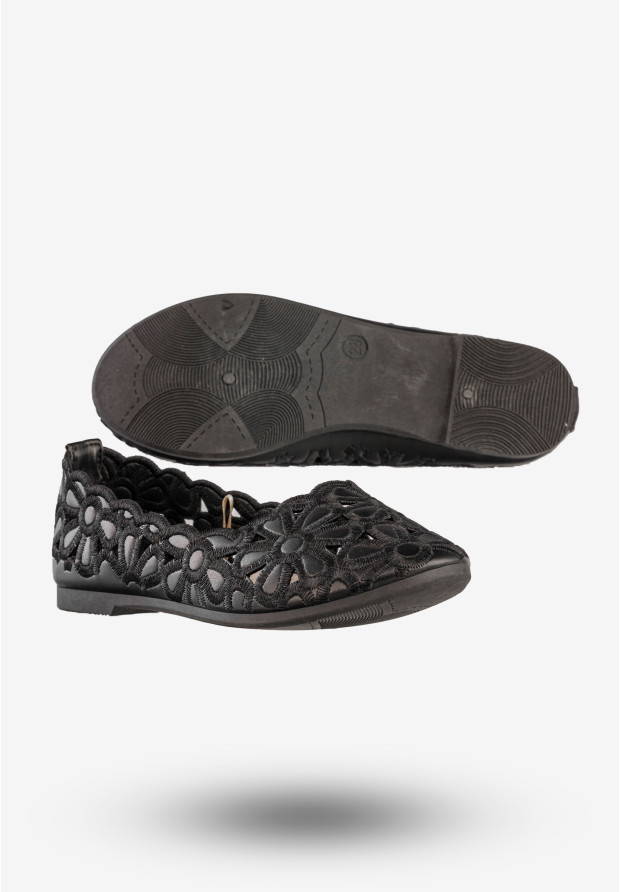Baleriny Dziecięce Ekoskóra Buty Eleganckie Półbuty Czarne Potocki 23-23012BK3