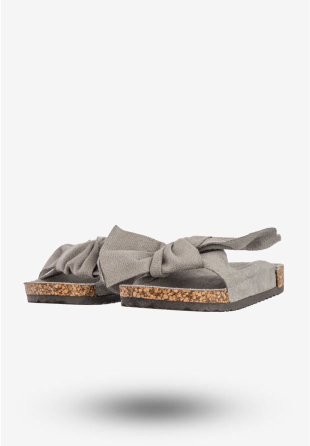 Klapki Dziecięce Buty Z Kokardą Na Wiosnę Lato Szare Bona RS-46