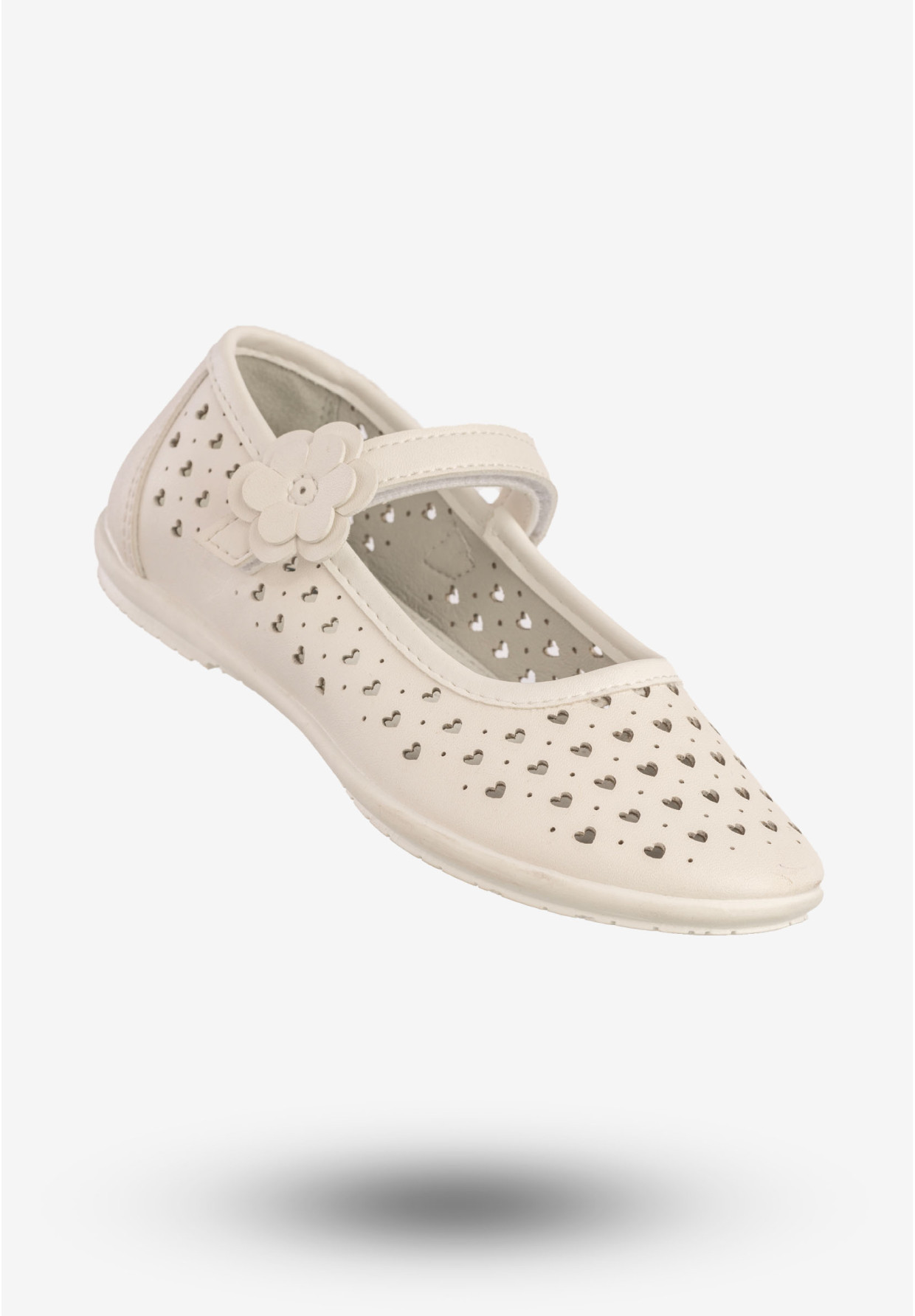 Baleriny Dziecięce Ekoskóra Eleganckie Buty W Serduszka Białe Apawwa A03