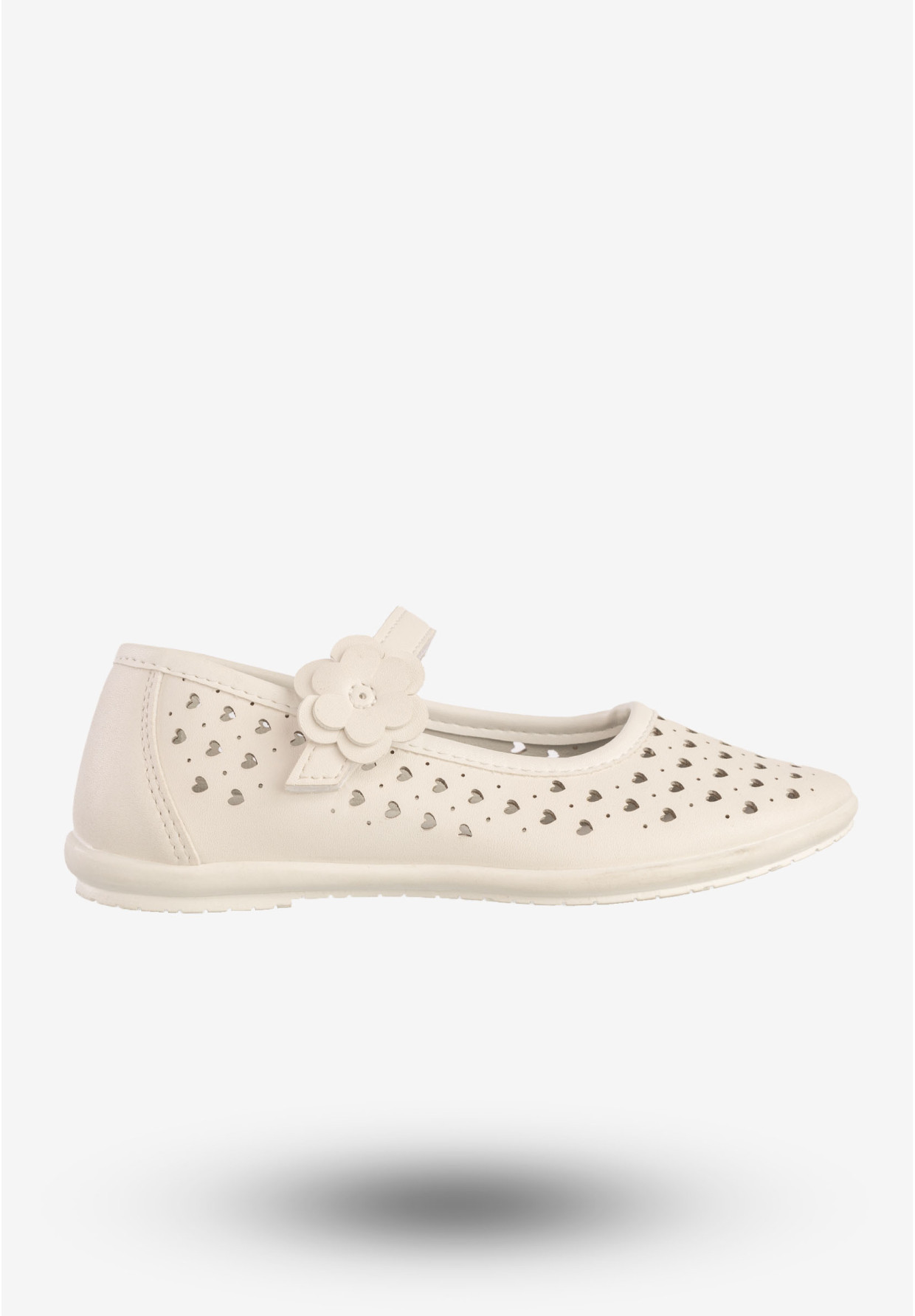 Baleriny Dziecięce Ekoskóra Eleganckie Buty W Serduszka Białe Apawwa A03