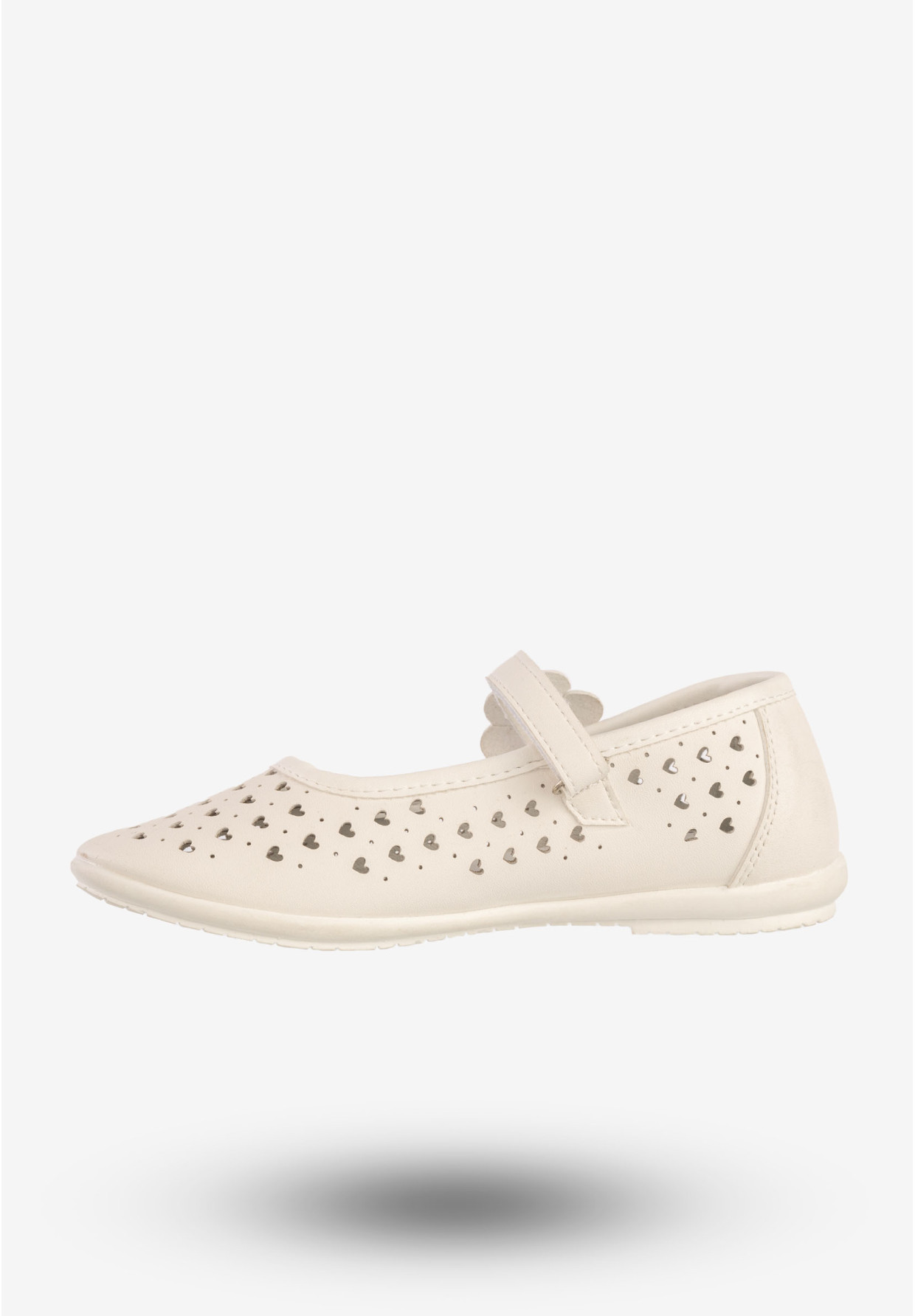 Baleriny Dziecięce Ekoskóra Eleganckie Buty W Serduszka Białe Apawwa A03