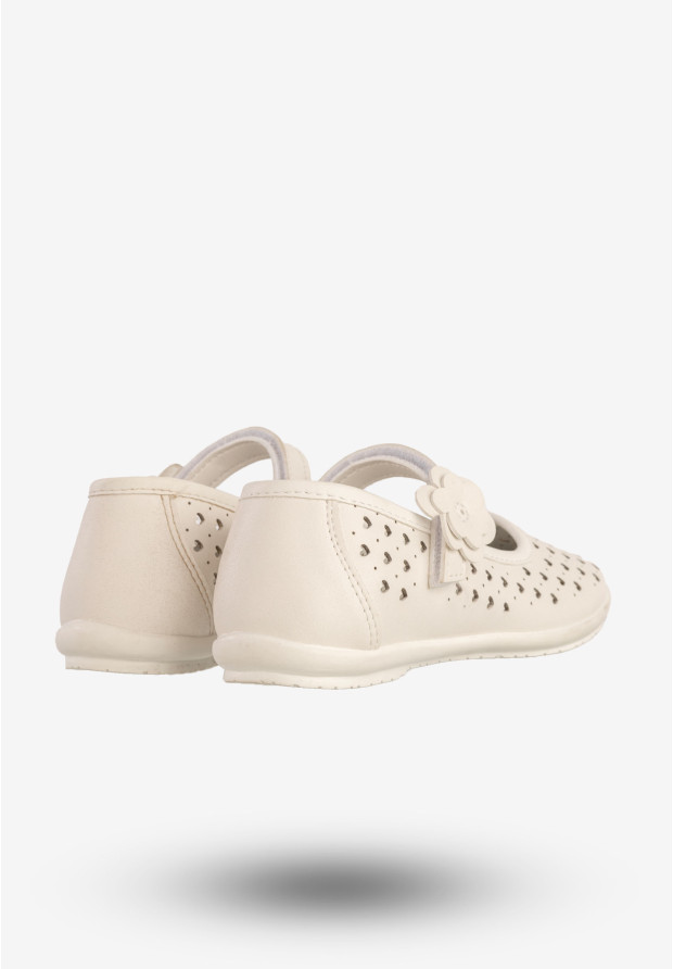 Baleriny Dziecięce Ekoskóra Eleganckie Buty W Serduszka Białe Apawwa A03