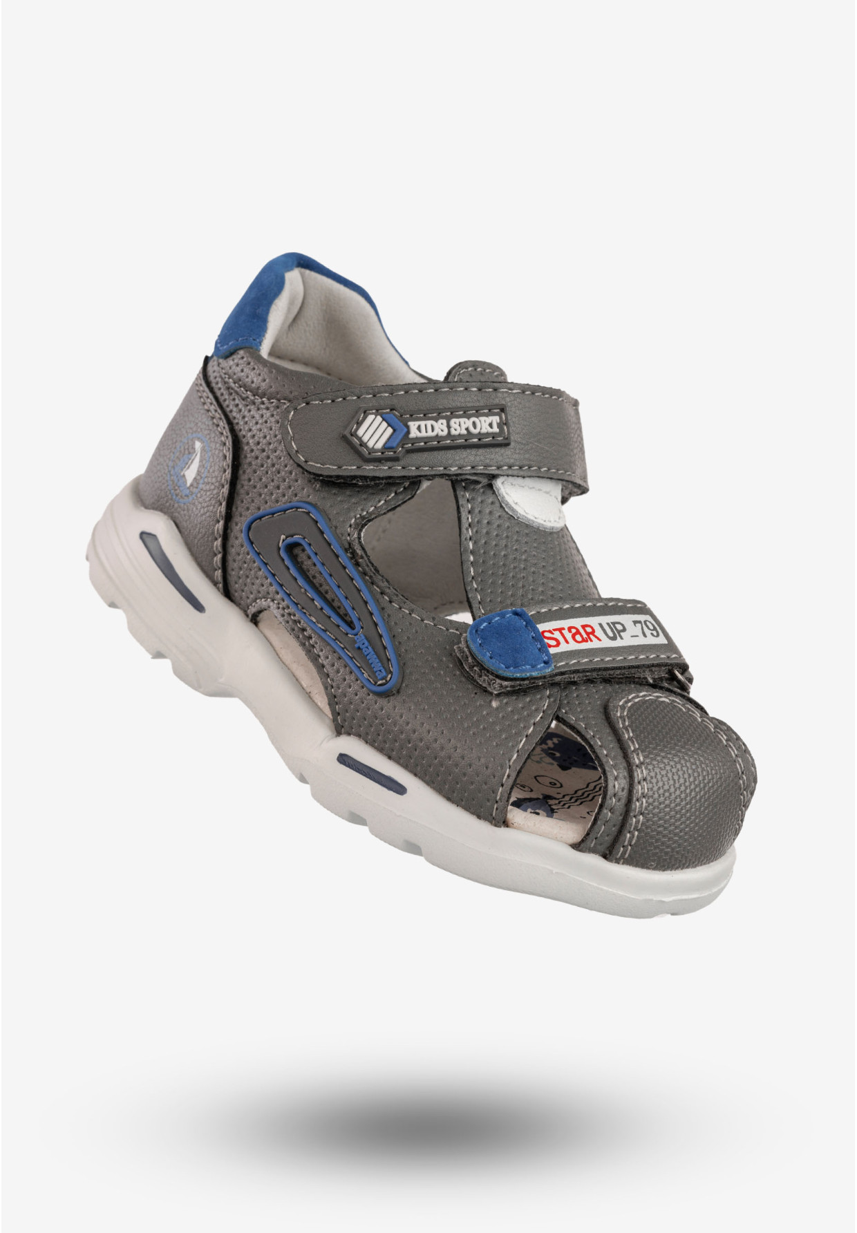 Sandały Dziecięce Buty Na Rzepy Skórzana Wkładka Szare Apawwa DX107