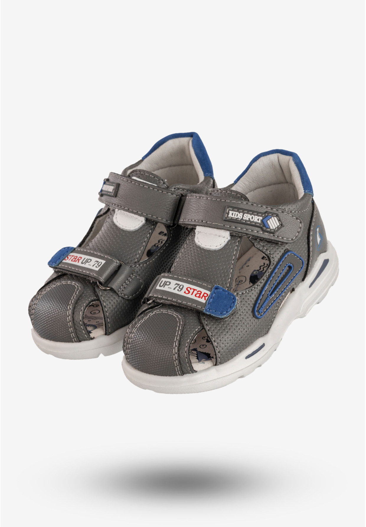 Sandały Dziecięce Buty Na Rzepy Skórzana Wkładka Szare Apawwa DX107