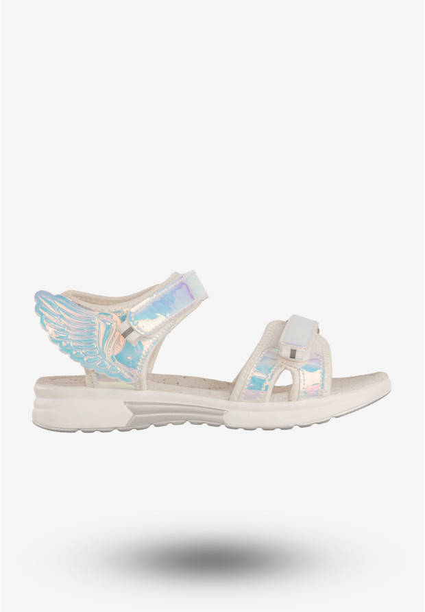 Sandały Dziecięce Buty Ze Skrzydełkami Holograficzne Srebrne Apawwa GX411