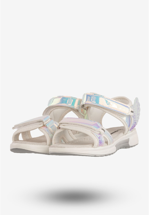Sandały Dziecięce Buty Ze Skrzydełkami Holograficzne Srebrne Apawwa GX411