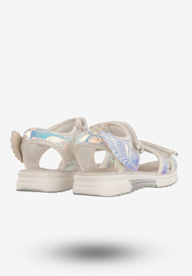Sandały Dziecięce Buty Ze Skrzydełkami Holograficzne Srebrne Apawwa GX411