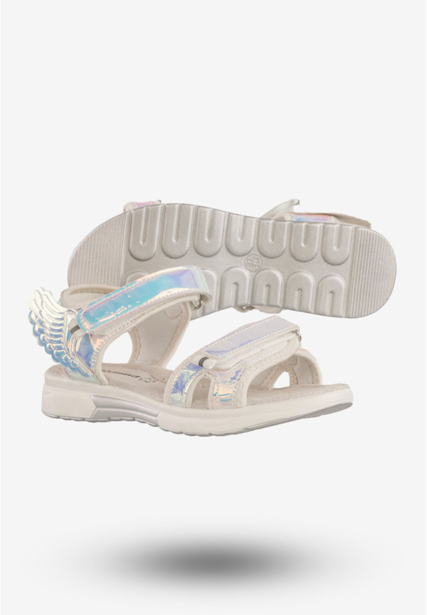 Sandały Dziecięce Buty Ze Skrzydełkami Holograficzne Srebrne Apawwa GX411