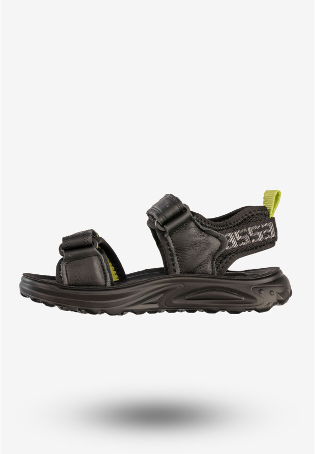 Sandały Chłopięce Skórzane Na Rzepy Buty Sportowe Czarne Apawwa P958