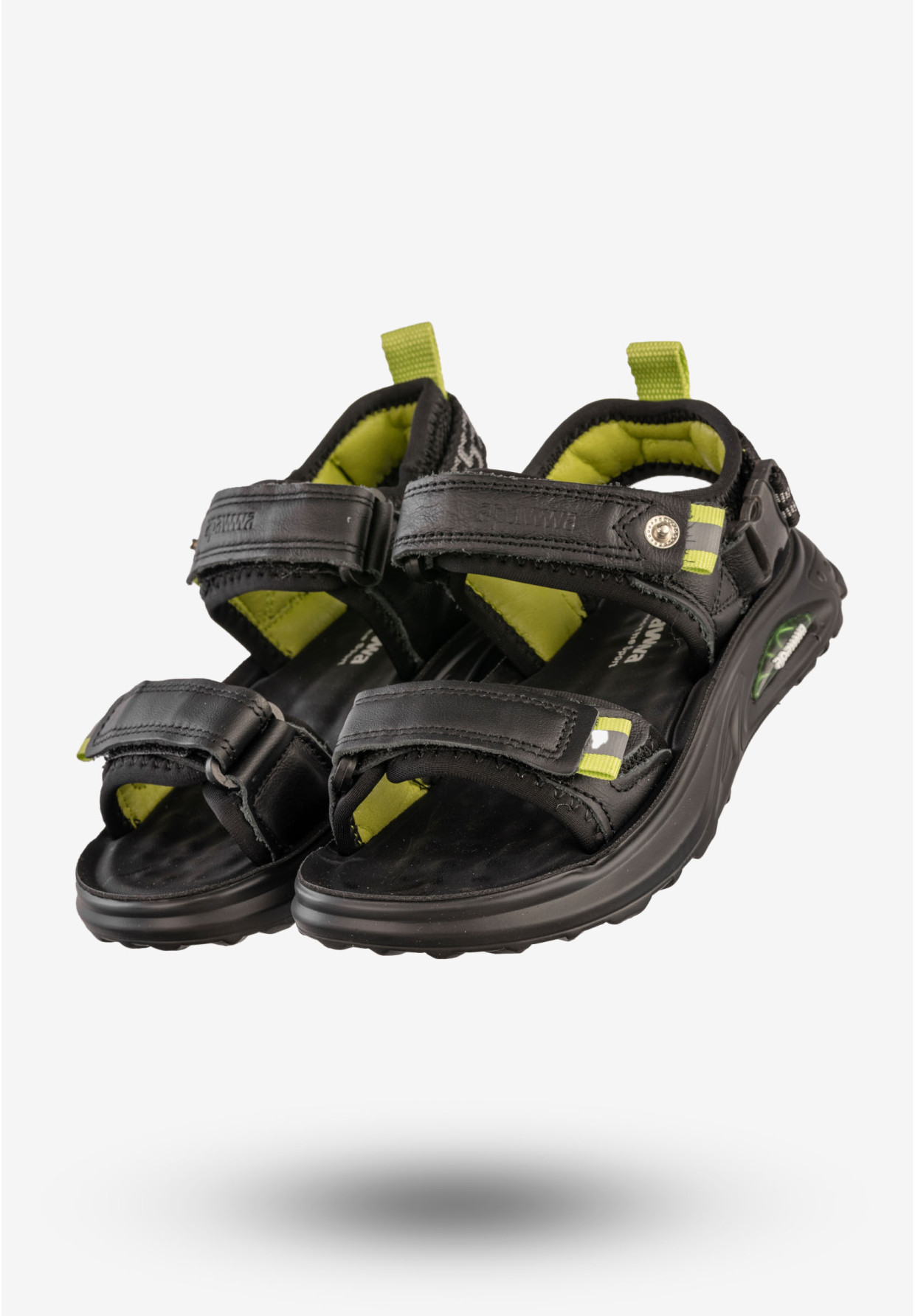 Sandały Chłopięce Skórzane Na Rzepy Buty Sportowe Czarne Apawwa P958