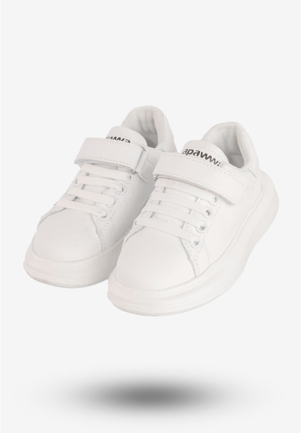 Sneakersy Dziecięce Buty Sportowe Na Rzepy Białe Apawwa TC308