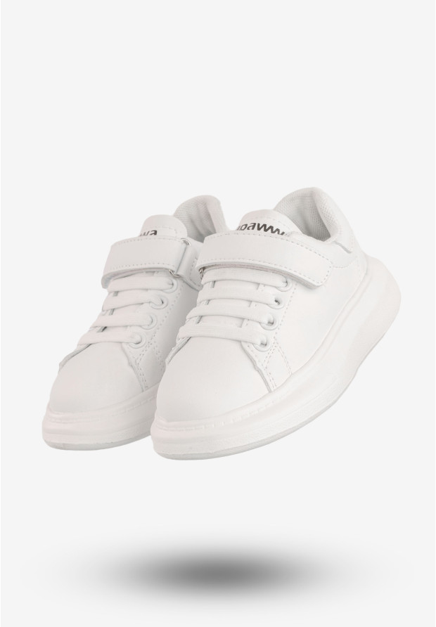 Sneakersy Dziecięce Buty Sportowe Na Rzepy Białe Apawwa TC308