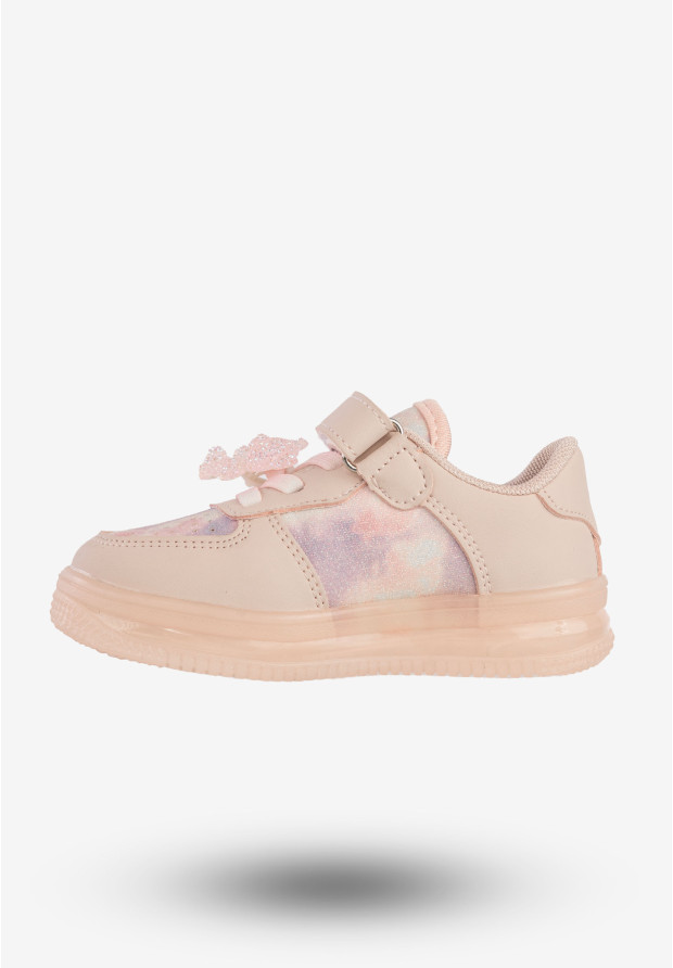 Sneakersy Dziecięce Buty Sportowe Na Rzepy Różowe Apawwa N617