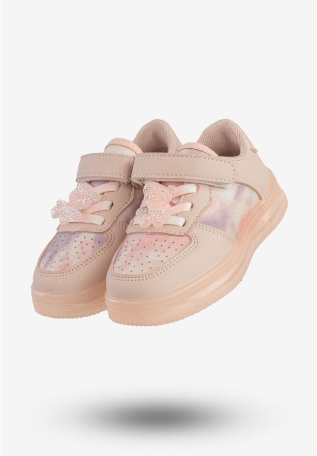 Sneakersy Dziecięce Buty Sportowe Na Rzepy Różowe Apawwa N617