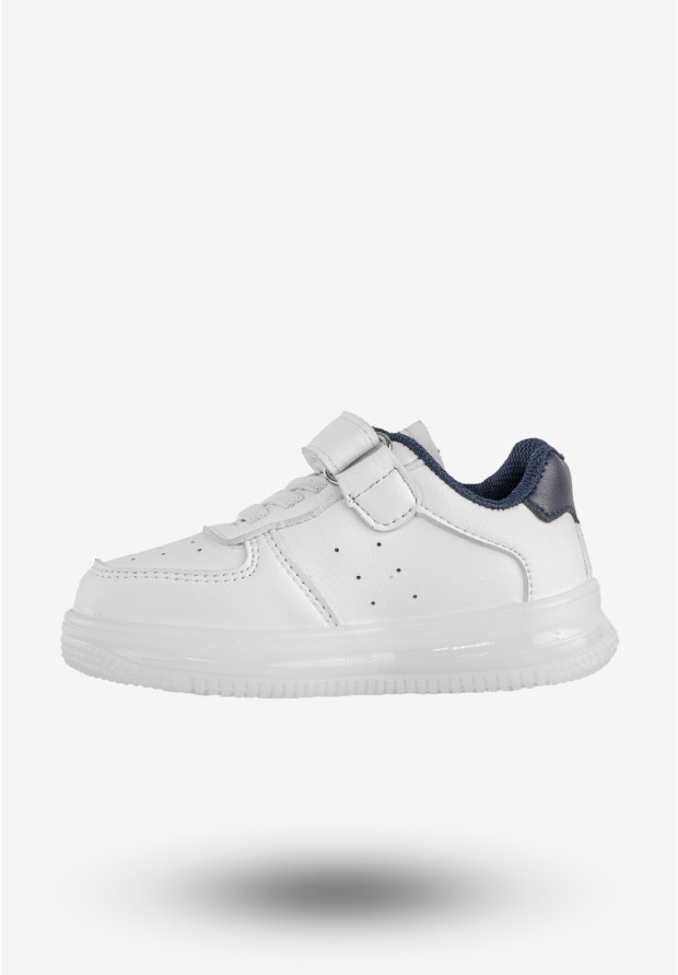 Sneakersy Dziecięce Ekoskóra Na Rzepy Buty Sportowe Białe Apawwa NC18