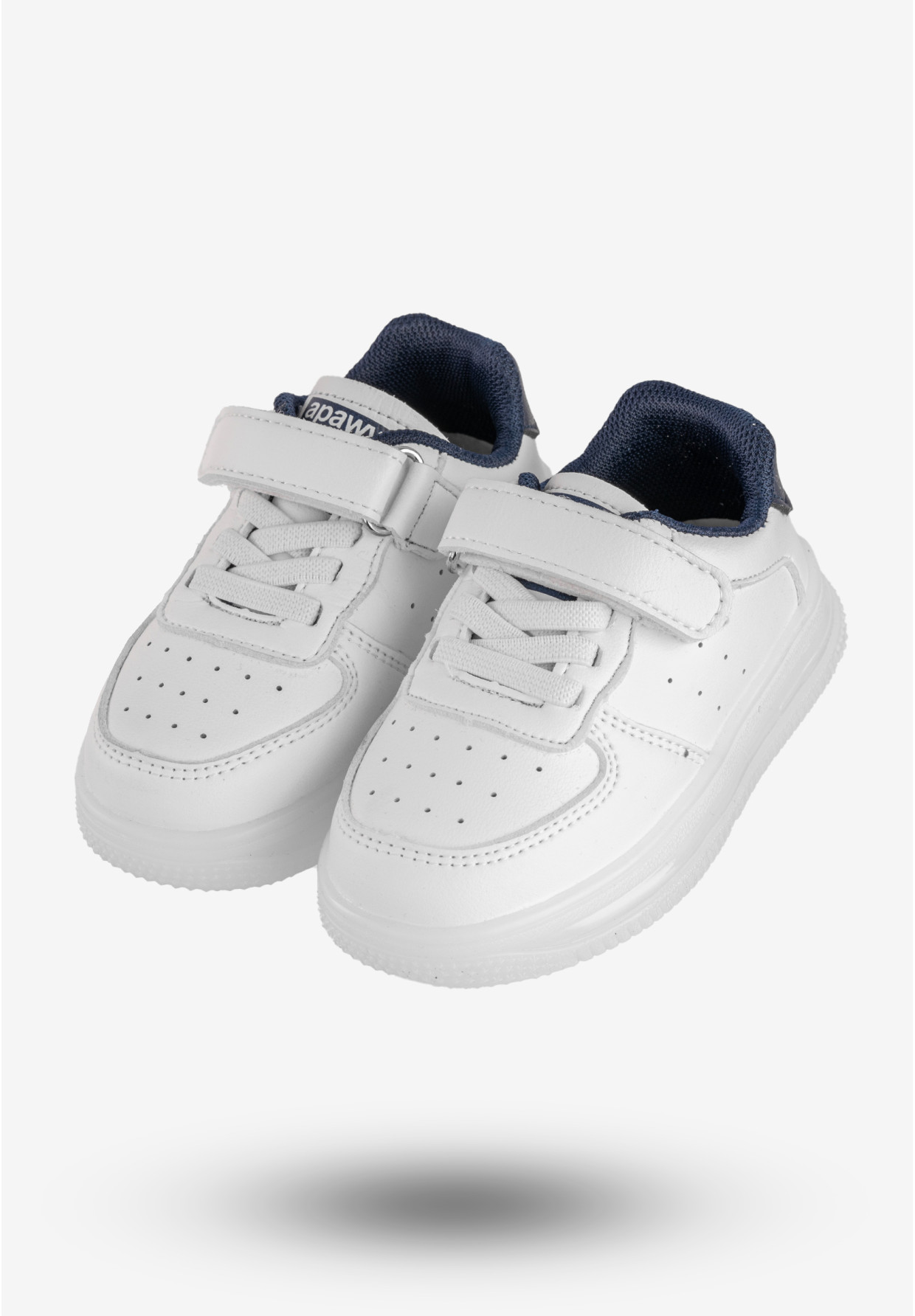 Sneakersy Dziecięce Ekoskóra Na Rzepy Buty Sportowe Białe Apawwa NC18