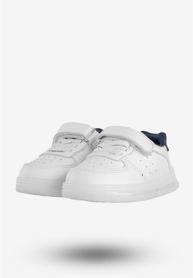 Sneakersy Dziecięce Ekoskóra Na Rzepy Buty Sportowe Białe Apawwa NC18