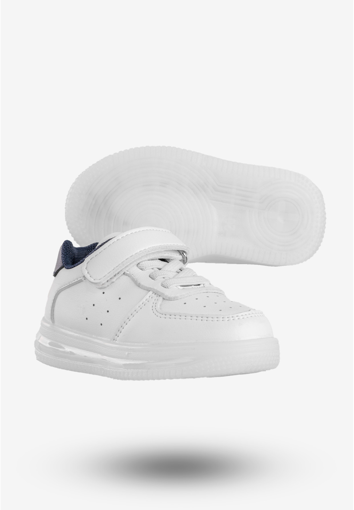 Sneakersy Dziecięce Ekoskóra Na Rzepy Buty Sportowe Białe Apawwa NC18