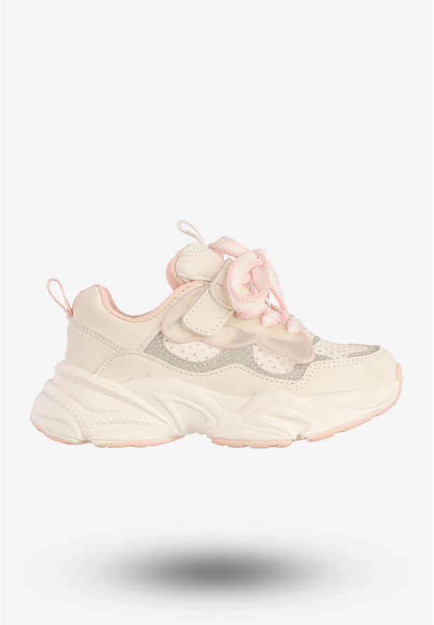 Sneakersy Dziecięce Ekoskóra Buty Sportowe Modne Białe Apawwa N619