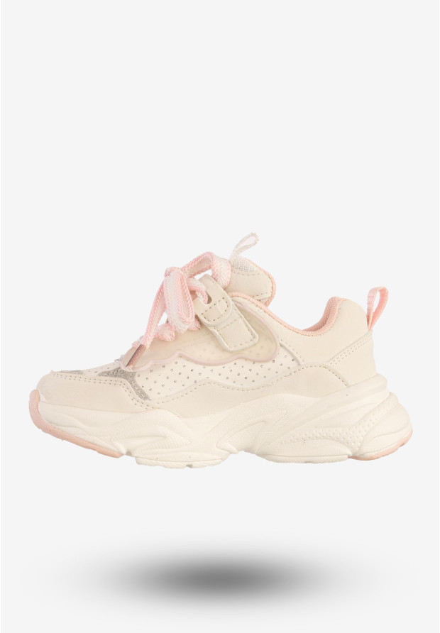 Sneakersy Dziecięce Ekoskóra Buty Sportowe Modne Białe Apawwa N619