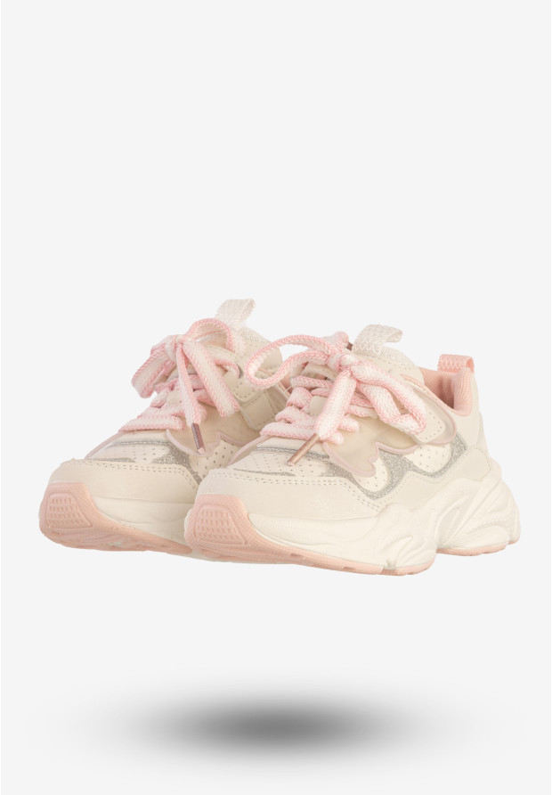 Sneakersy Dziecięce Ekoskóra Buty Sportowe Modne Białe Apawwa N619