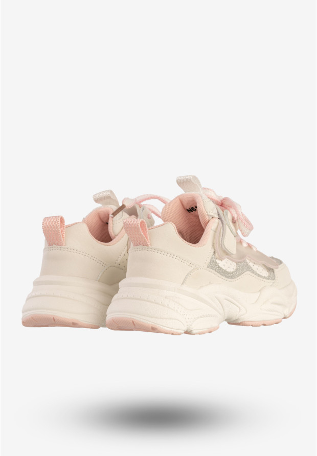 Sneakersy Dziecięce Ekoskóra Buty Sportowe Modne Białe Apawwa N619