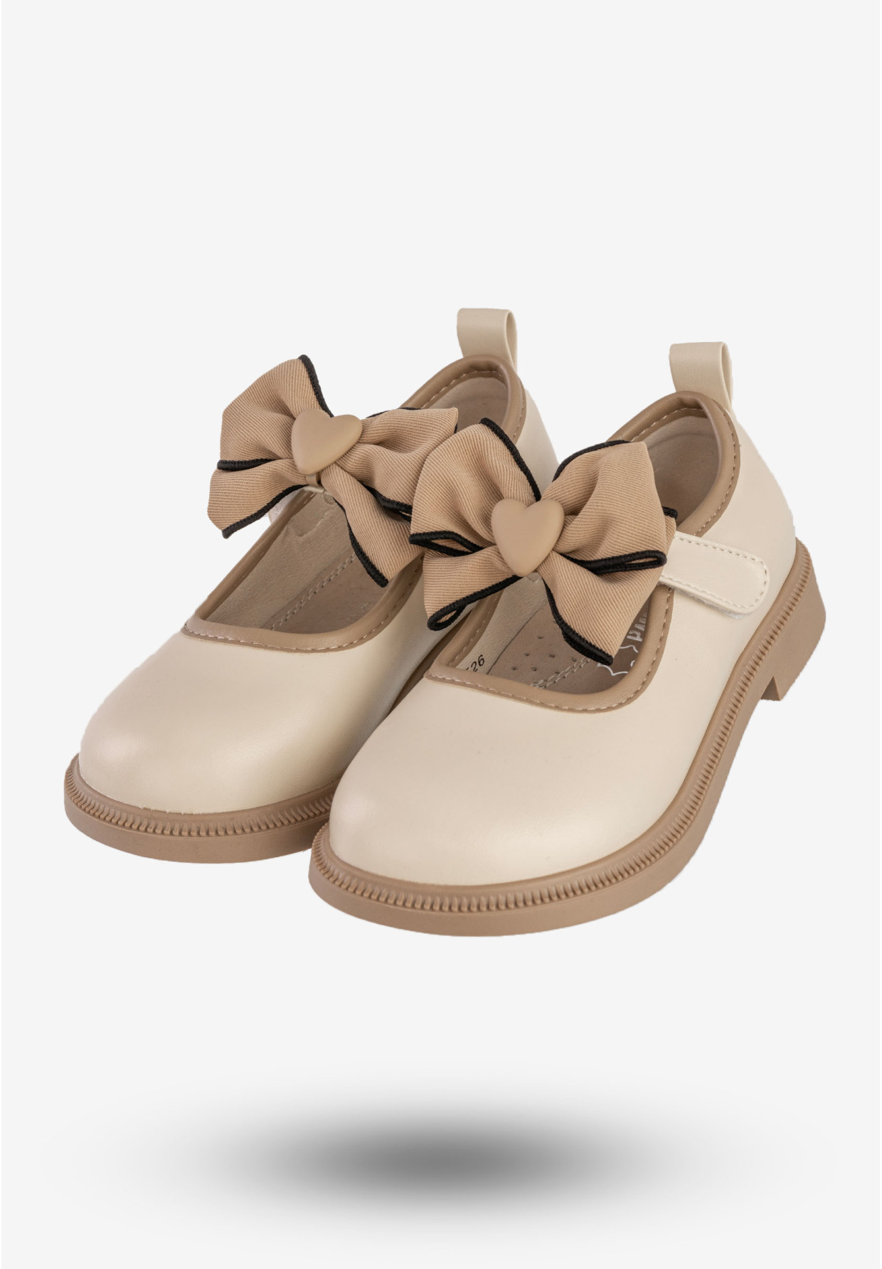 Półbuty Dziecięce Baleriny Na Rzepy Buty Z Kokardą Beżowe Apawwa M526
