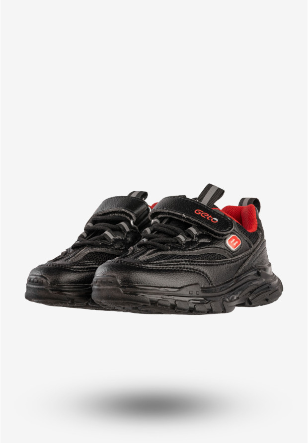 Sneakersy Dziecięce Na Rzepy Buty Sportowe Czarne Gelteo F-861