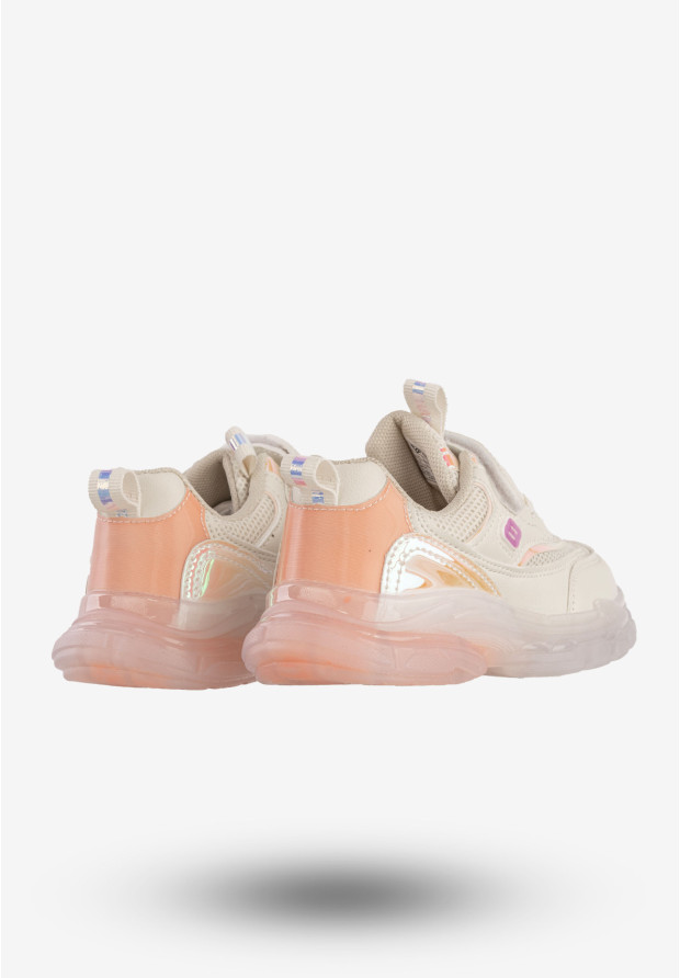 Sneakersy Dziecięce Ekoskóra Na Rzepy Buty Sportowe Beżowe Gelteo F-861