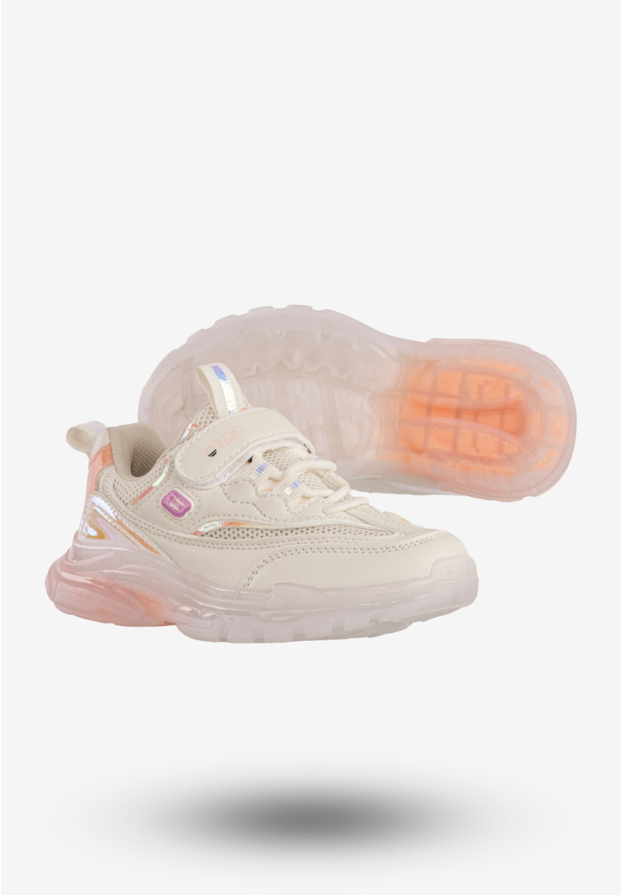 Sneakersy Dziecięce Ekoskóra Na Rzepy Buty Sportowe Beżowe Gelteo F-861