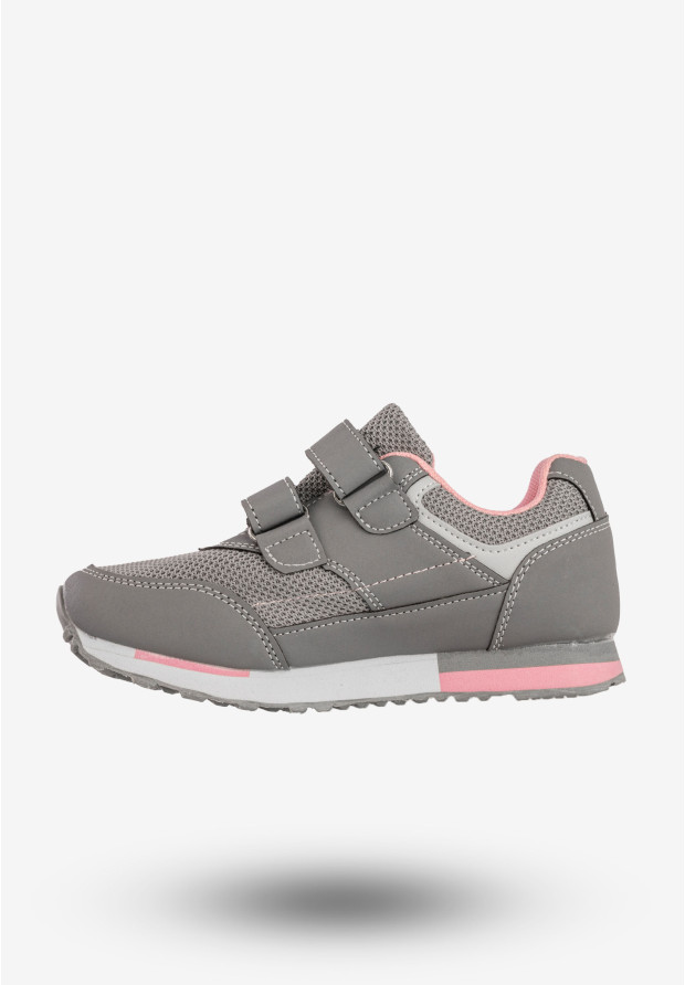 Sneakersy Dziecięce Na Rzepy Buty Sportowe Skórzana Wkładka Szare Gelteo F-668