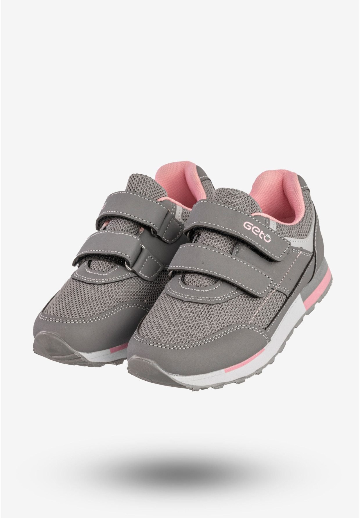 Sneakersy Dziecięce Na Rzepy Buty Sportowe Skórzana Wkładka Szare Gelteo F-668