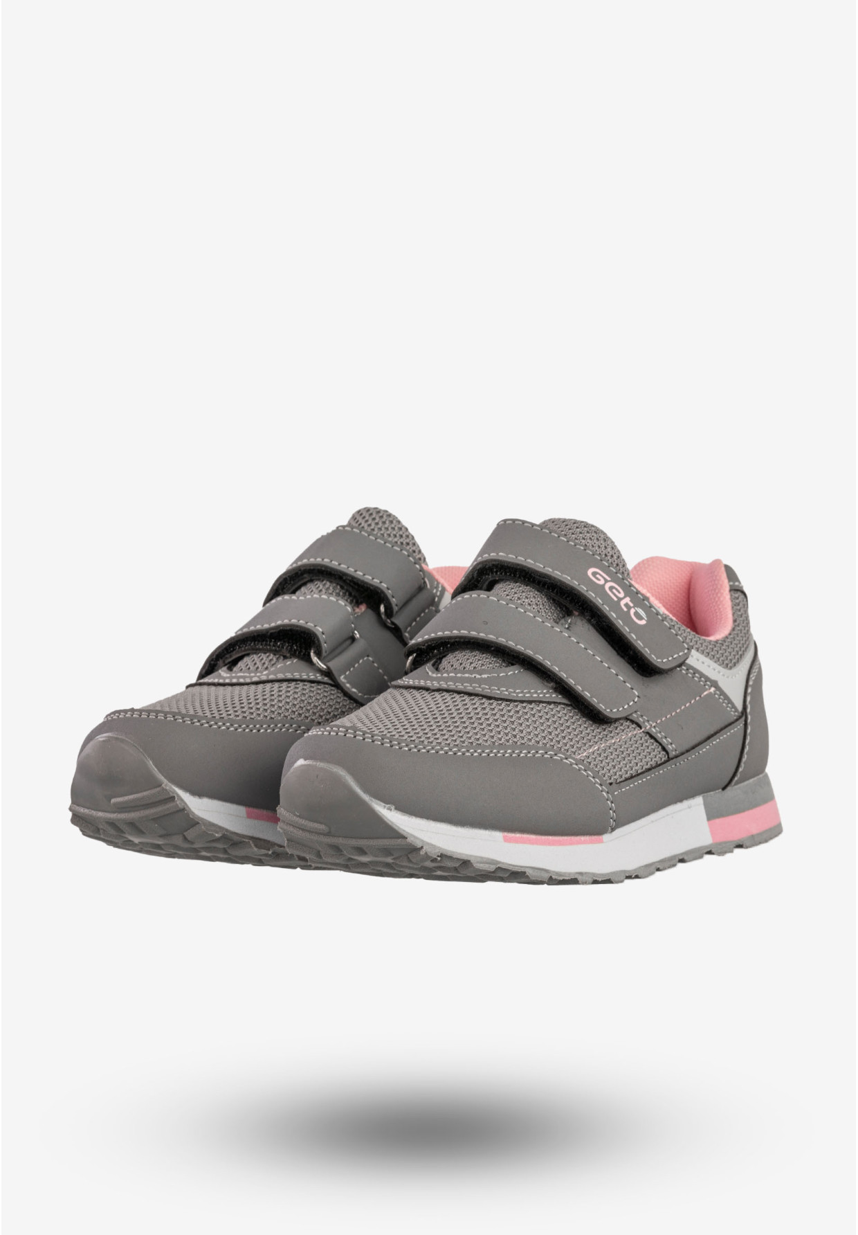 Sneakersy Dziecięce Na Rzepy Buty Sportowe Skórzana Wkładka Szare Gelteo F-668