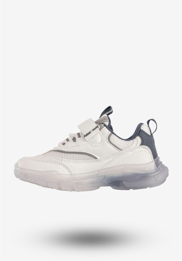 Sneakersy Dziecięce Ekoskóra Na Rzepy Buty Sportowe Białe Gelteo F-861