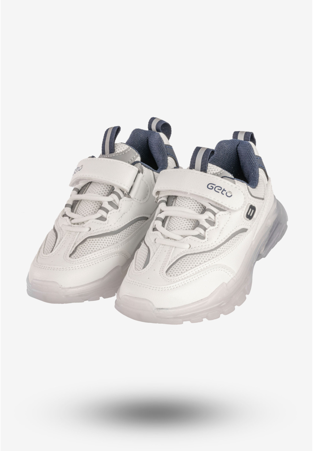 Sneakersy Dziecięce Ekoskóra Na Rzepy Buty Sportowe Białe Gelteo F-861