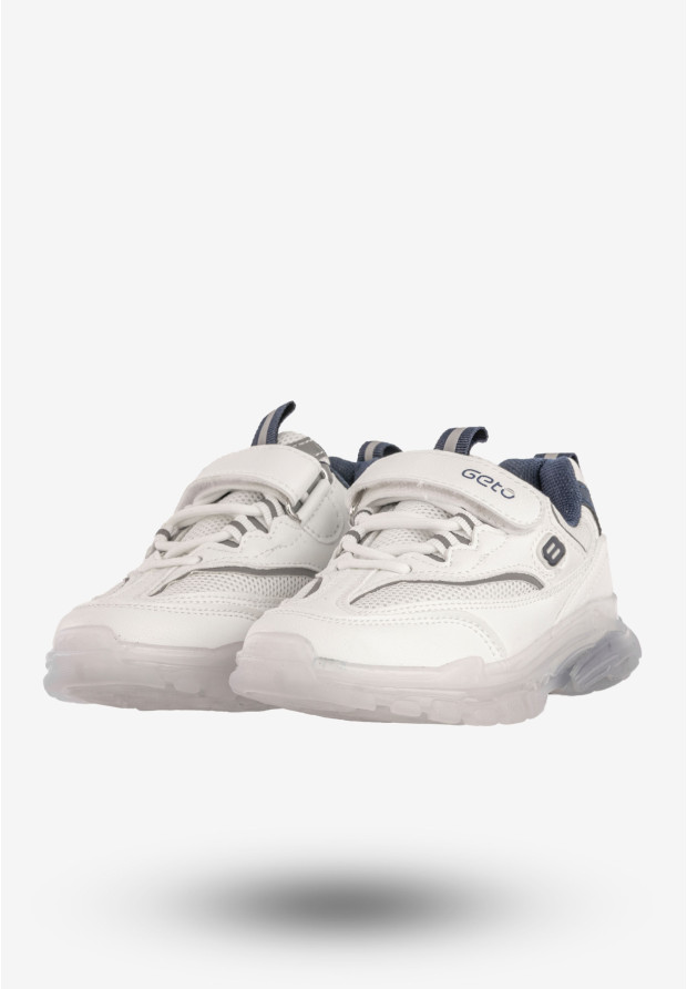 Sneakersy Dziecięce Ekoskóra Na Rzepy Buty Sportowe Białe Gelteo F-861