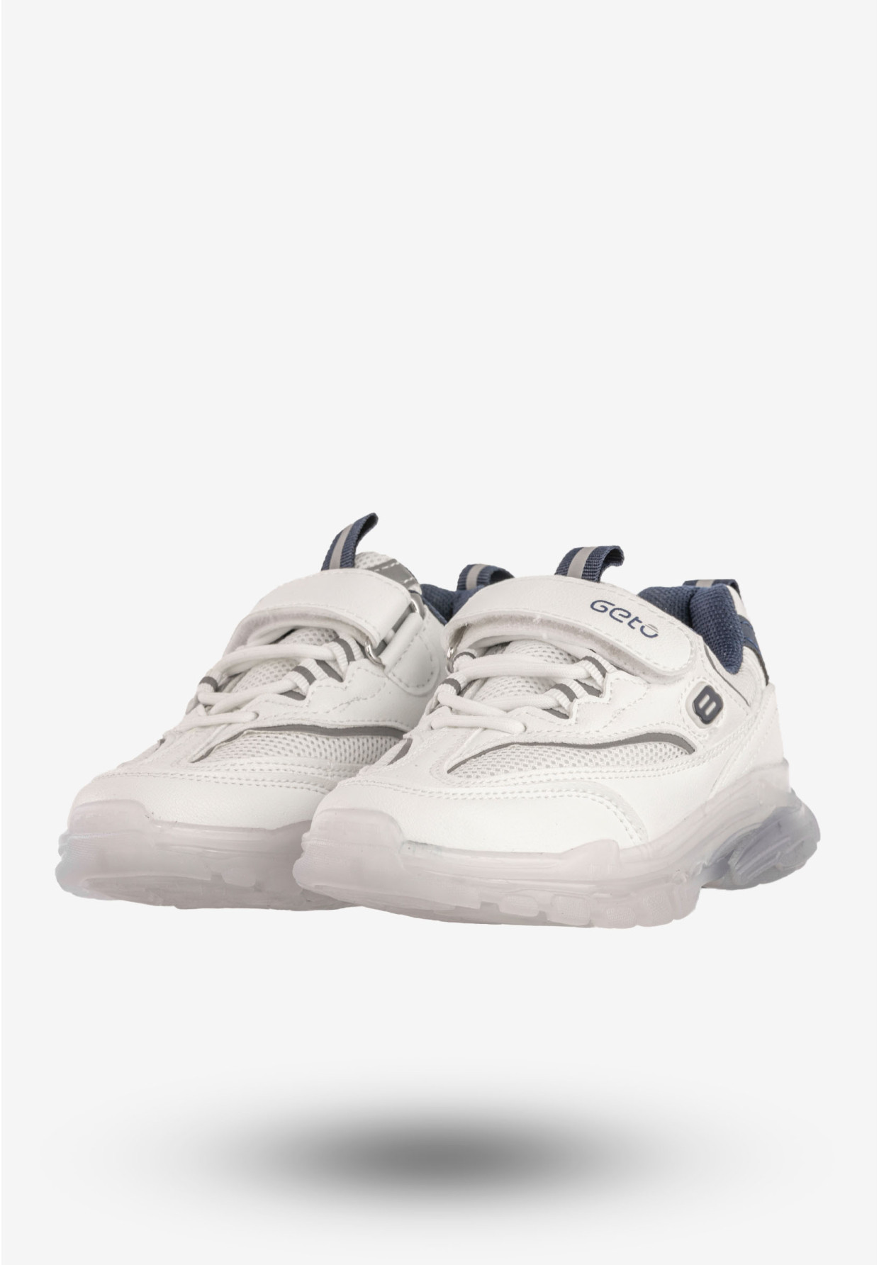Sneakersy Dziecięce Ekoskóra Na Rzepy Buty Sportowe Białe Gelteo F-861