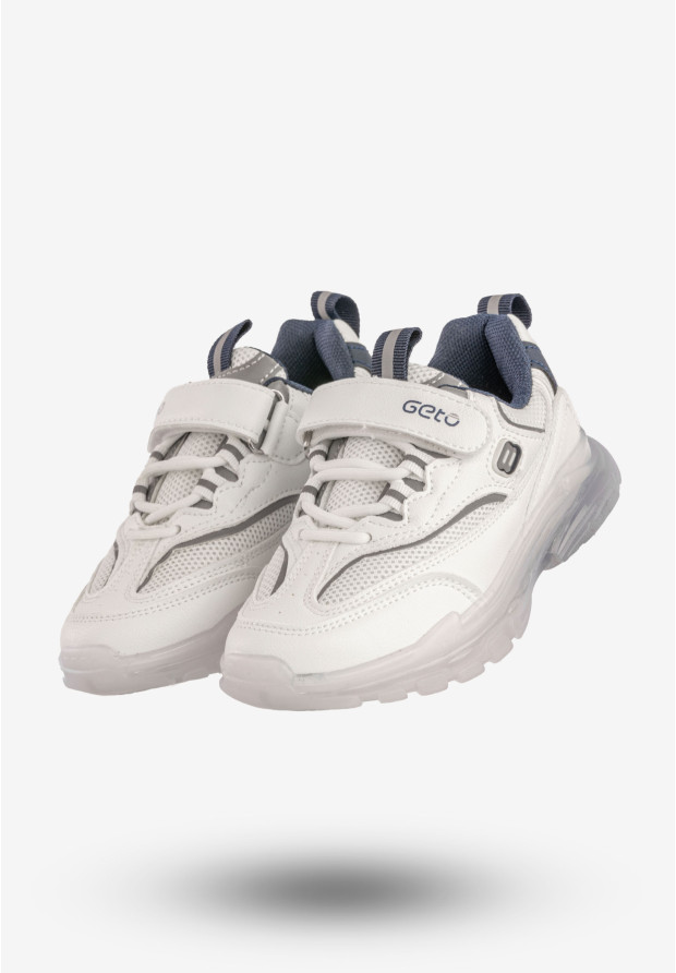 Sneakersy Dziecięce Ekoskóra Na Rzepy Buty Sportowe Białe Gelteo F-861