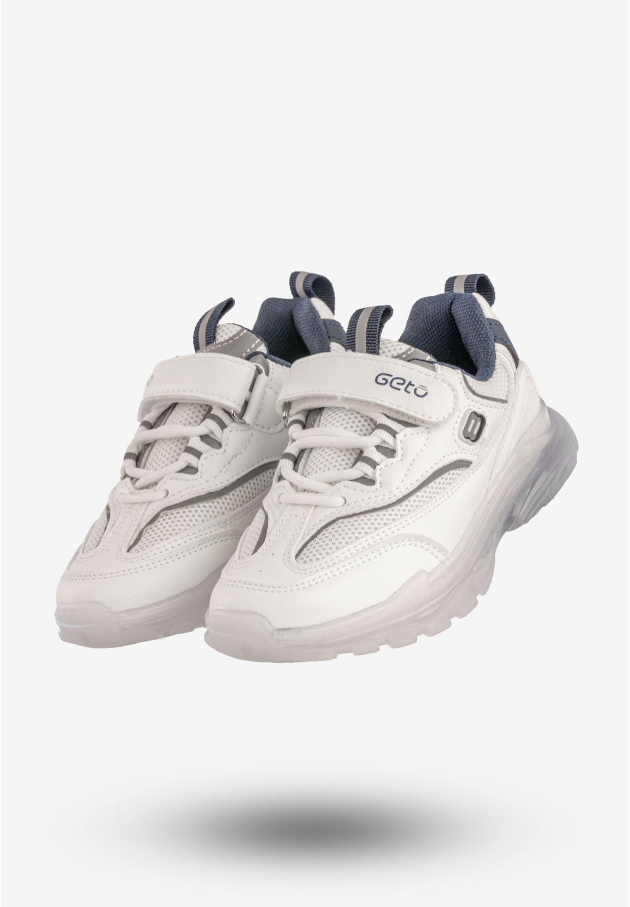 Sneakersy Dziecięce Ekoskóra Na Rzepy Buty Sportowe Białe Gelteo F-861