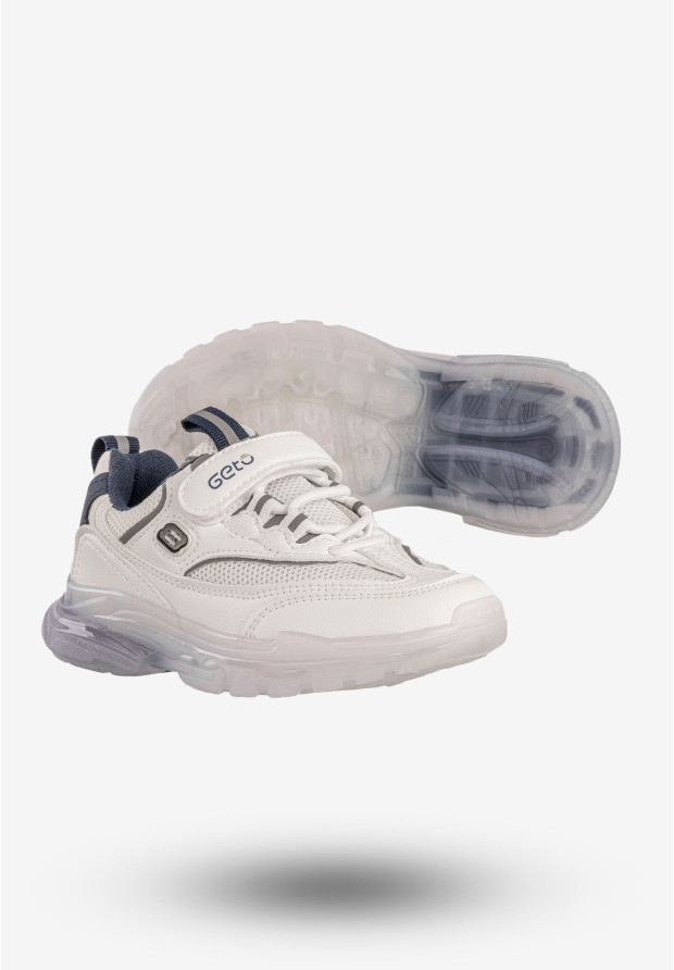 Sneakersy Dziecięce Ekoskóra Na Rzepy Buty Sportowe Białe Gelteo F-861