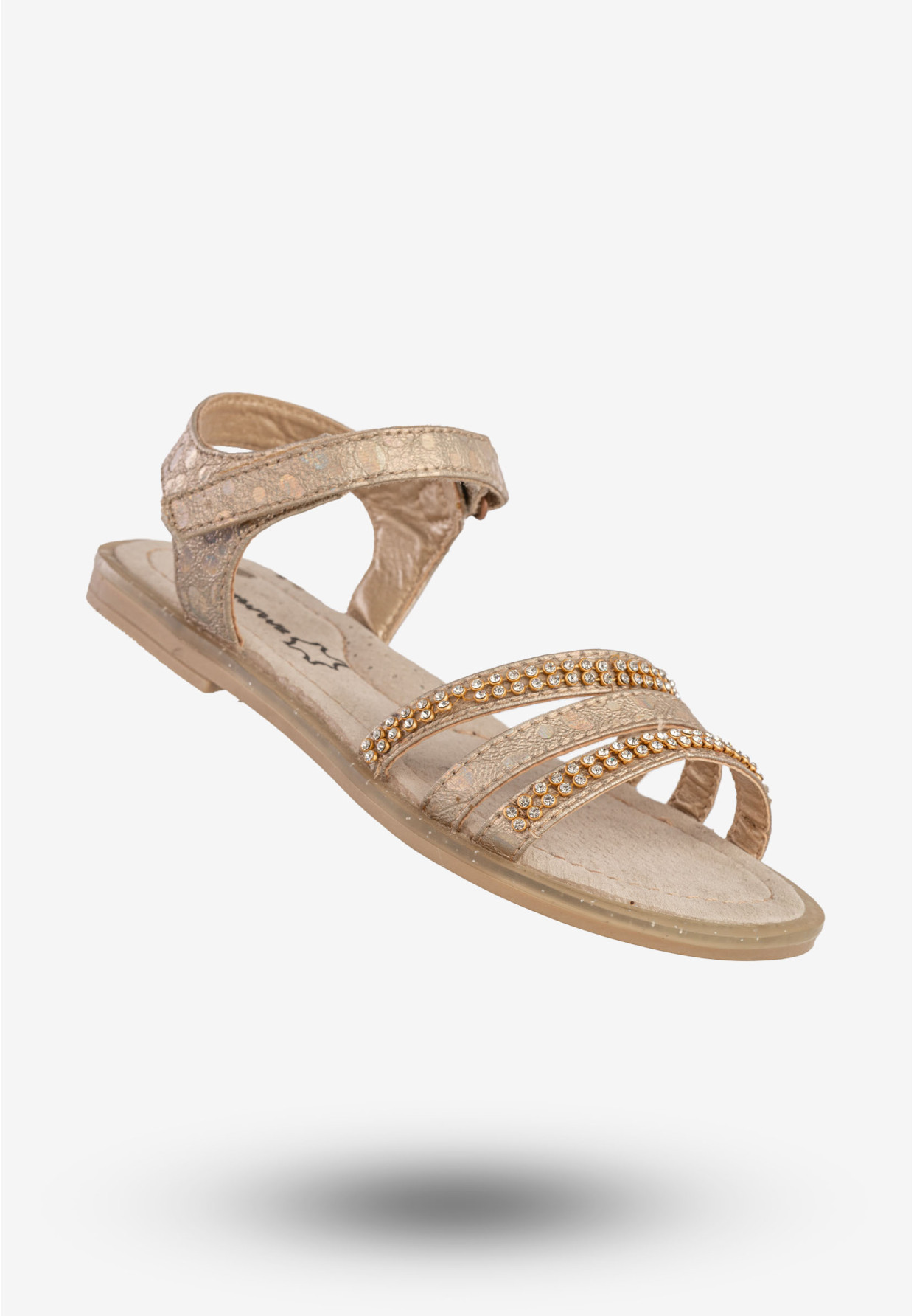Sandały Dziecięce Buty Eleganckie Na Rzepy Skórzana Wkładka Złote Apawwa H106-1