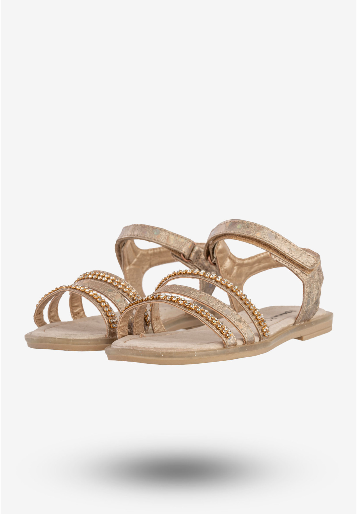 Sandały Dziecięce Buty Eleganckie Na Rzepy Skórzana Wkładka Złote Apawwa H106-1