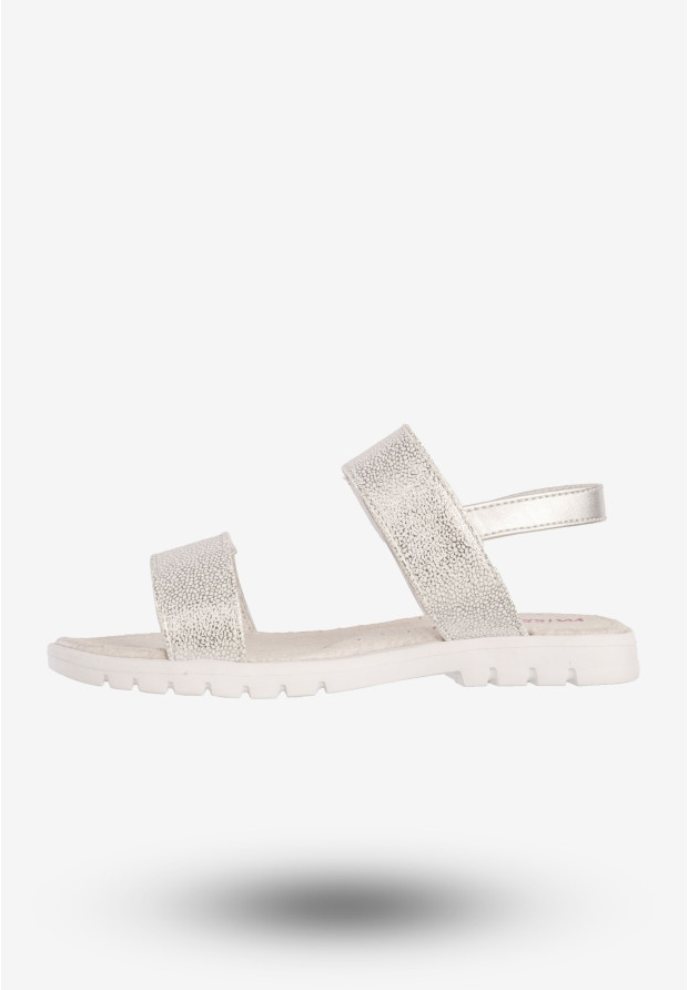 Sandały Dziecięce Ekoskóra Buty Na Rzepy Eleganckie Srebrne MissE 21DZ23-3901
