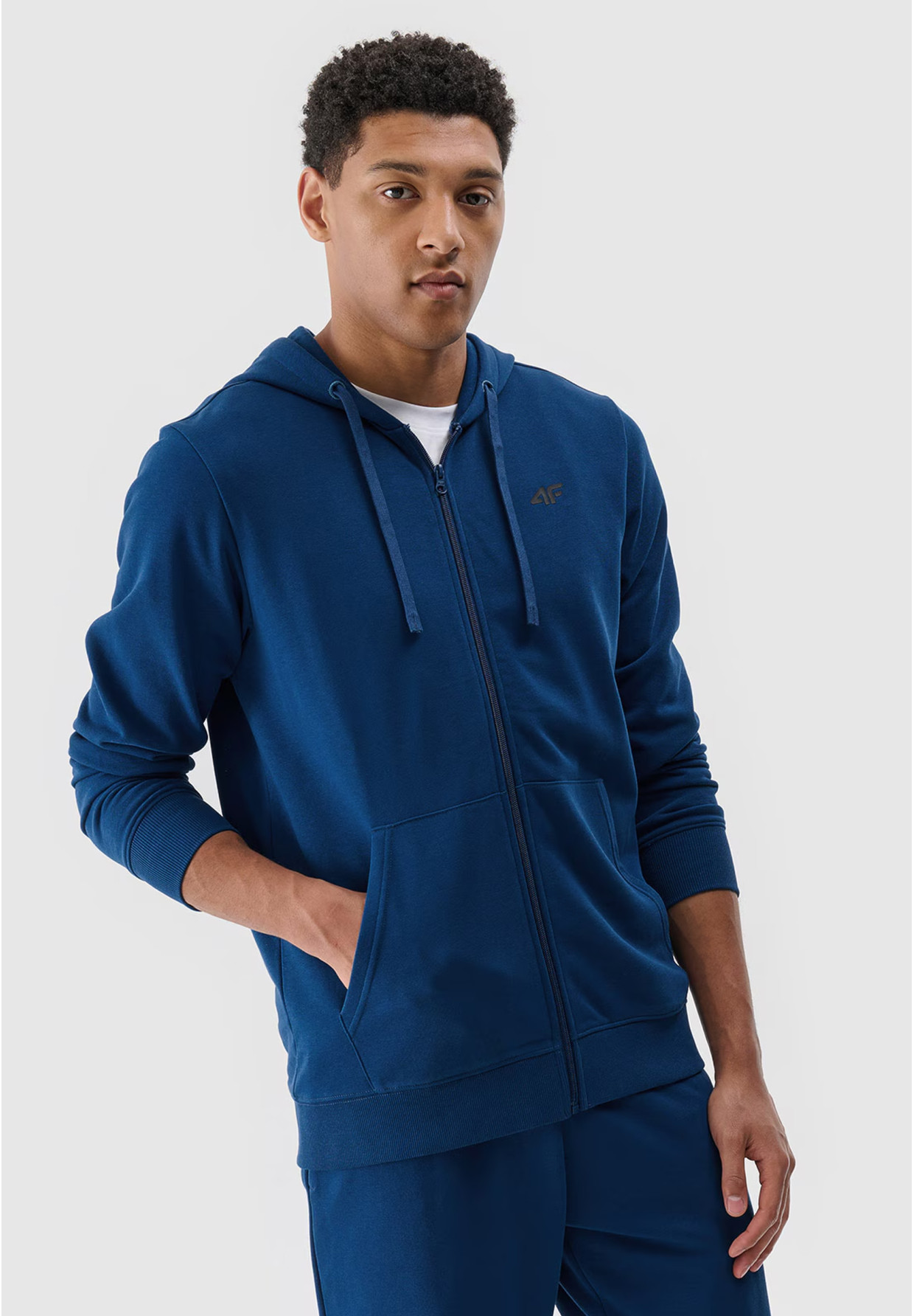 Bluza Dresowa Męska 4F Z Kapturem Turkusowa 4FWMM00TSWSM1768