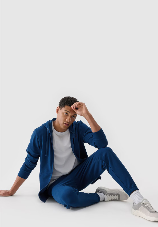Bluza Dresowa Męska 4F Z Kapturem Turkusowa 4FWMM00TSWSM1768